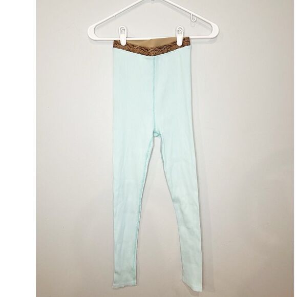 Carbon38 ribbed high waisted leggings aqua teal - Picture 2 of 4